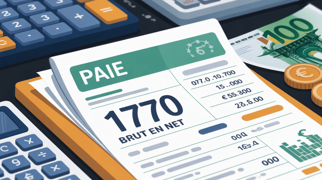 Illustration fiche de paie 1770 brut en net