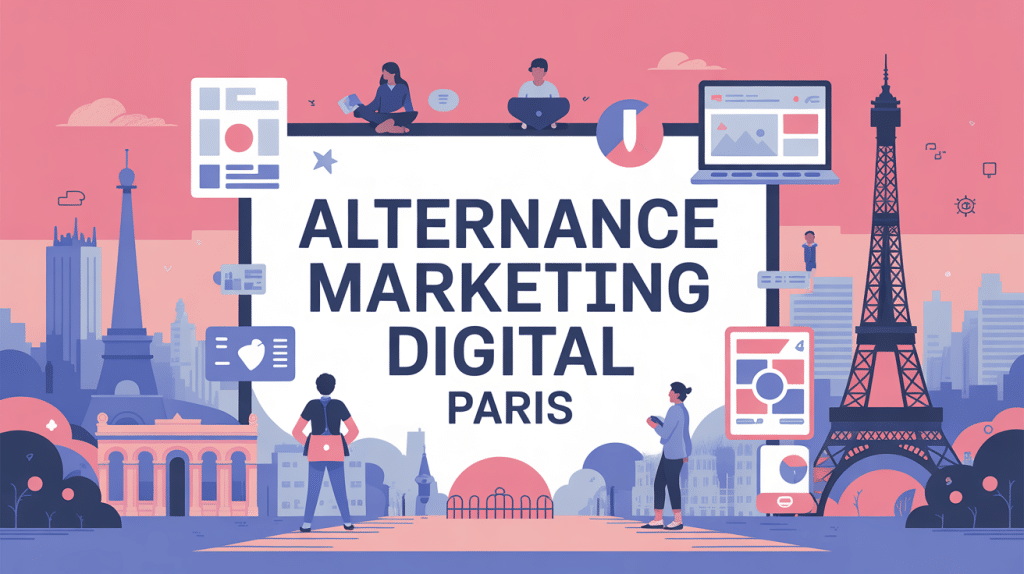 Illustration alternance marketing digital Paris Nexa paysage stylisé