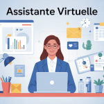 illustration assistante virtuelle bureau digital