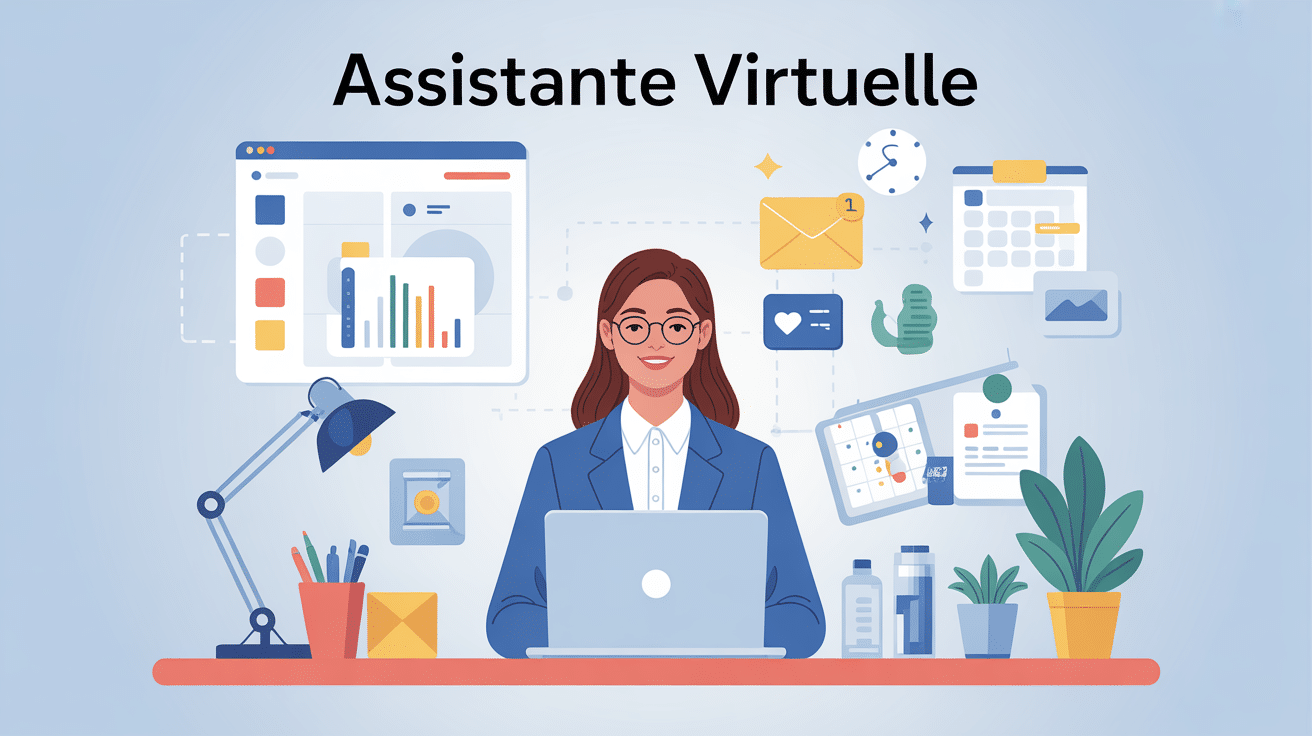 illustration assistante virtuelle bureau digital