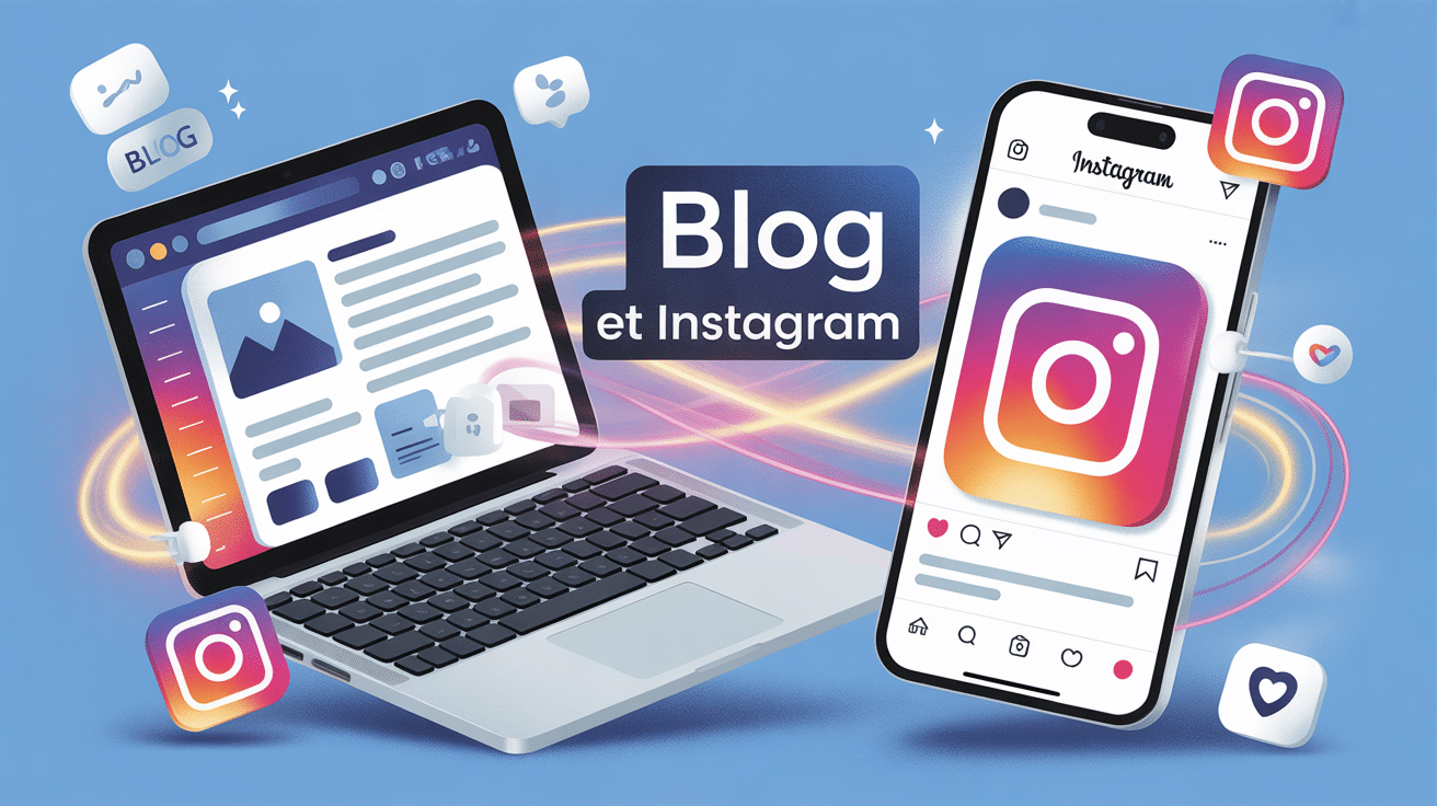 illustration blog and instagram synergie visibilité et monétisation