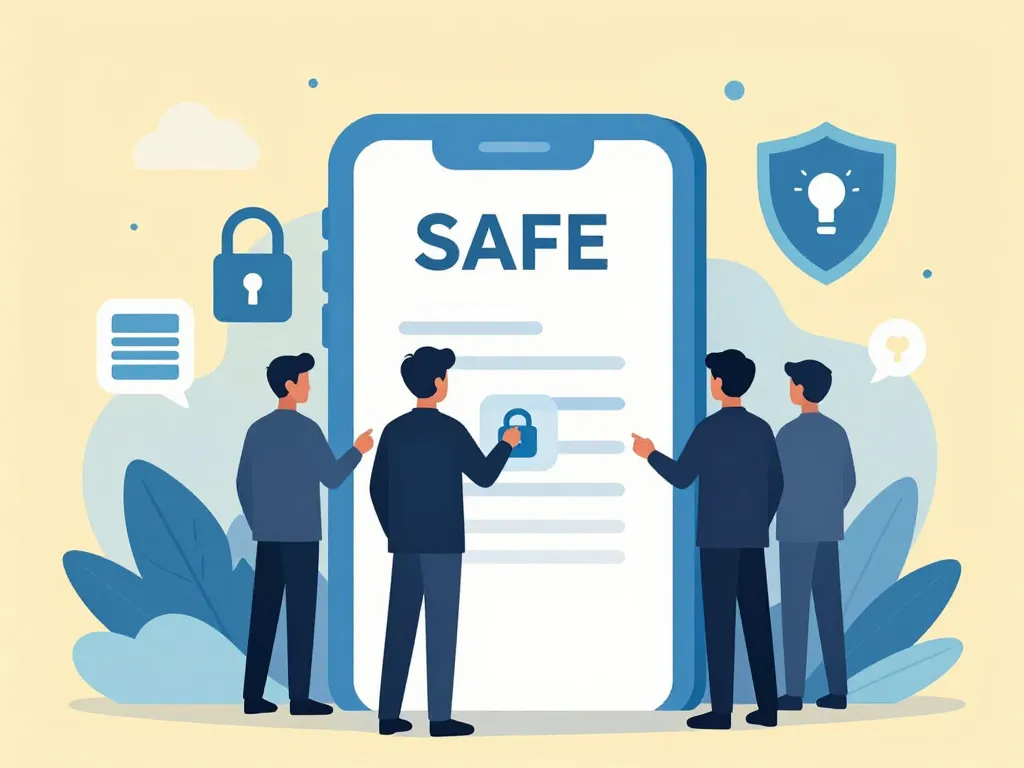 Illustration onboarding sécurisé cristolink avec icônes de sécurité