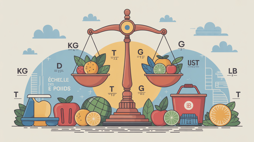 illustration globale échelle des poids pictogrammes unités