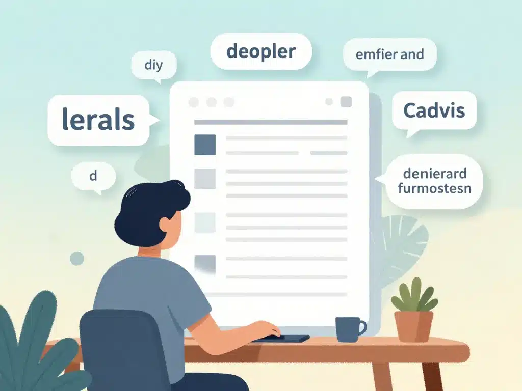 illustration key words texte fluide