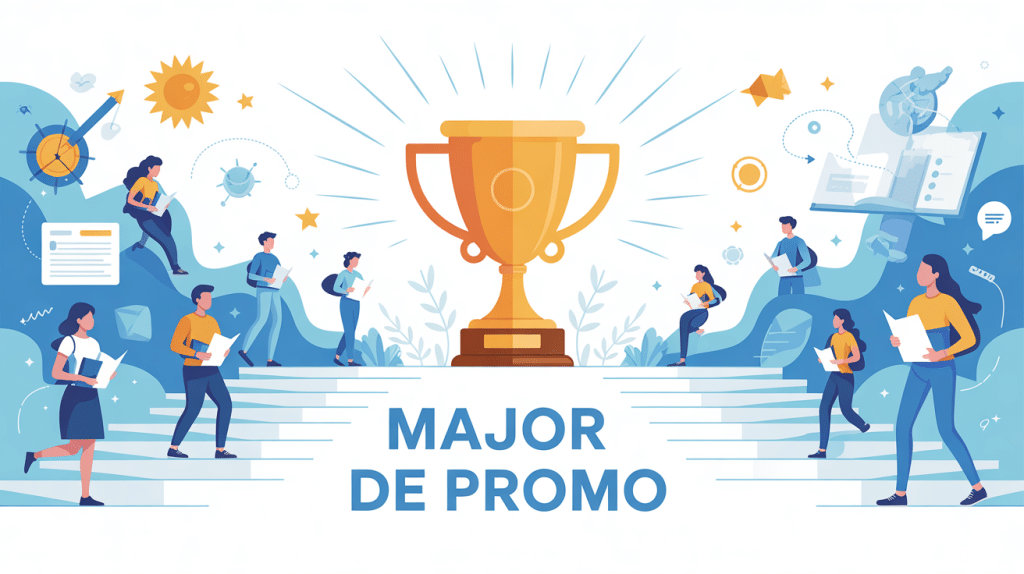 illustration major de promo trophée et étudiants organisation effort