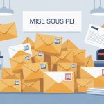 mise sous pli avec machine et enveloppes