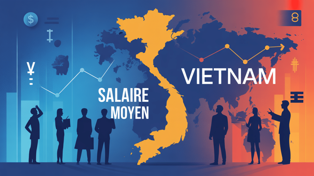 illustration salaire moyen vietnam carte et symbole monétaire