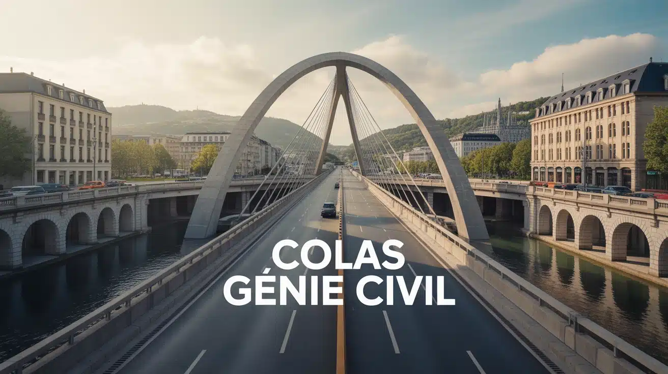 Illustration vectorielle Colas Génie Civil avec ponts tunnels et fondations