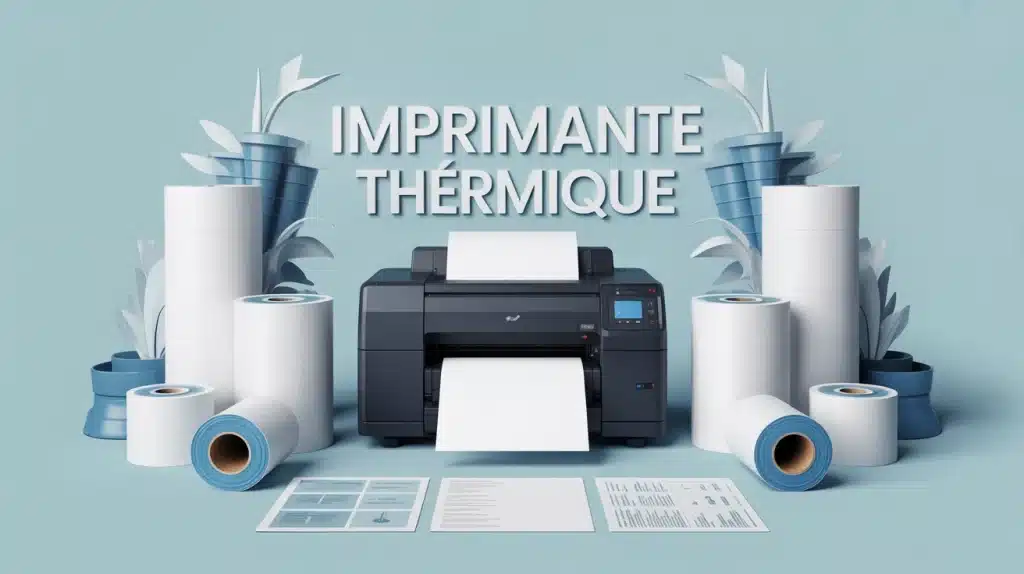 Illustration imprimante thermique avec rouleaux de papier