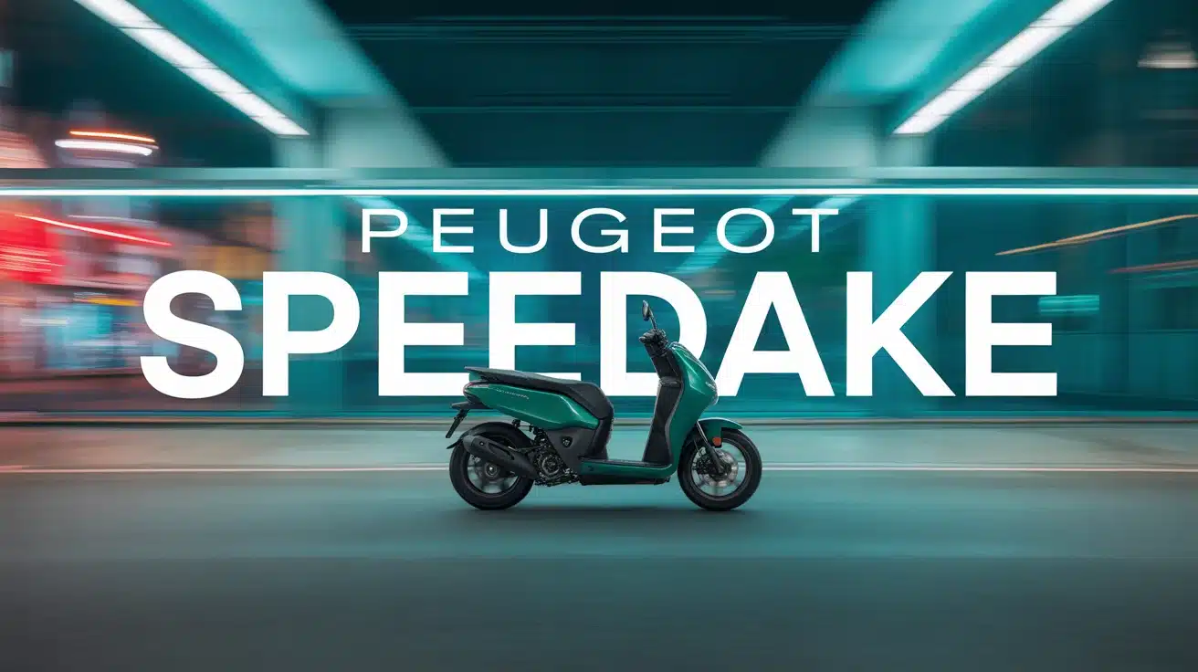Scooter Peugeot Speedake en environnement urbain moderne