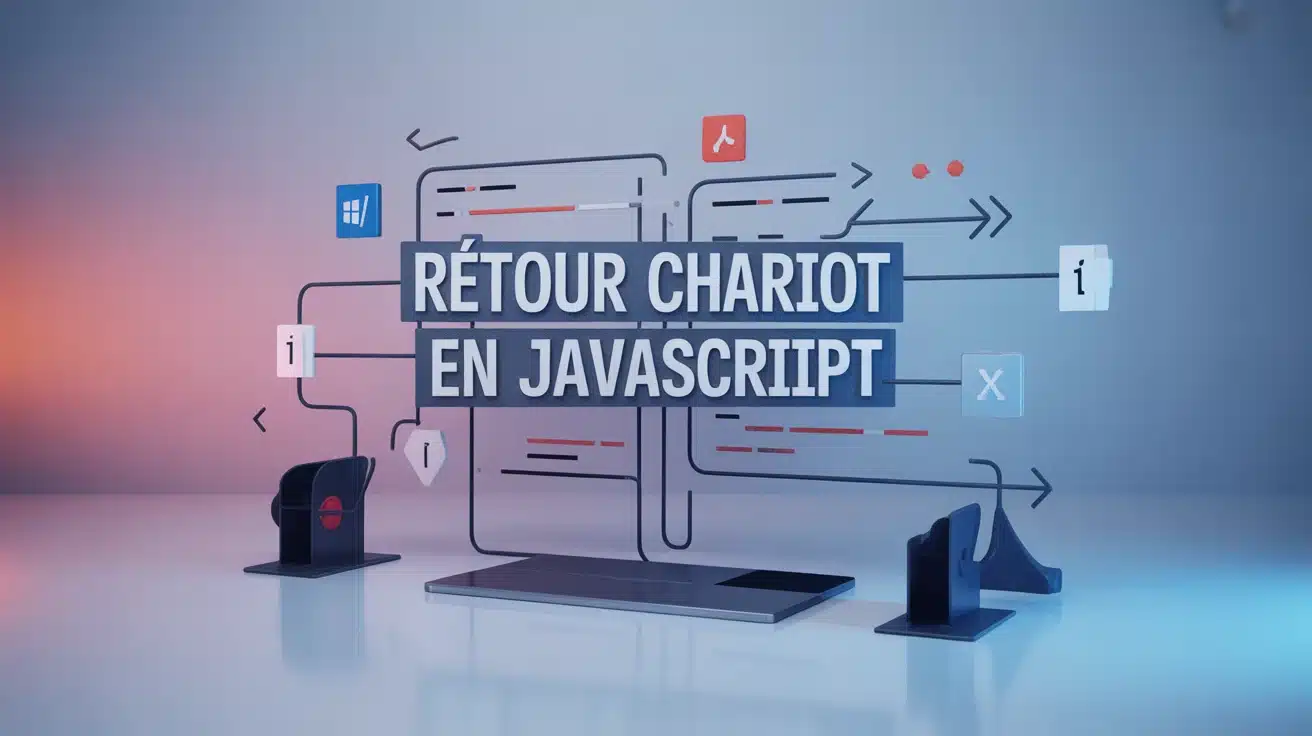 Illustration vectorielle du retour chariot en JavaScript avec symboles de systèmes d'exploitation