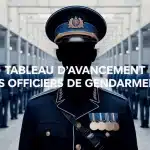 Illustration vectorielle du tableau d avancement des officiers de gendarmerie avec silhouette d officier