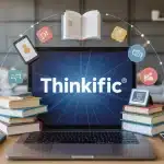 Illustration Thinkific plateforme apprentissage en ligne moderne