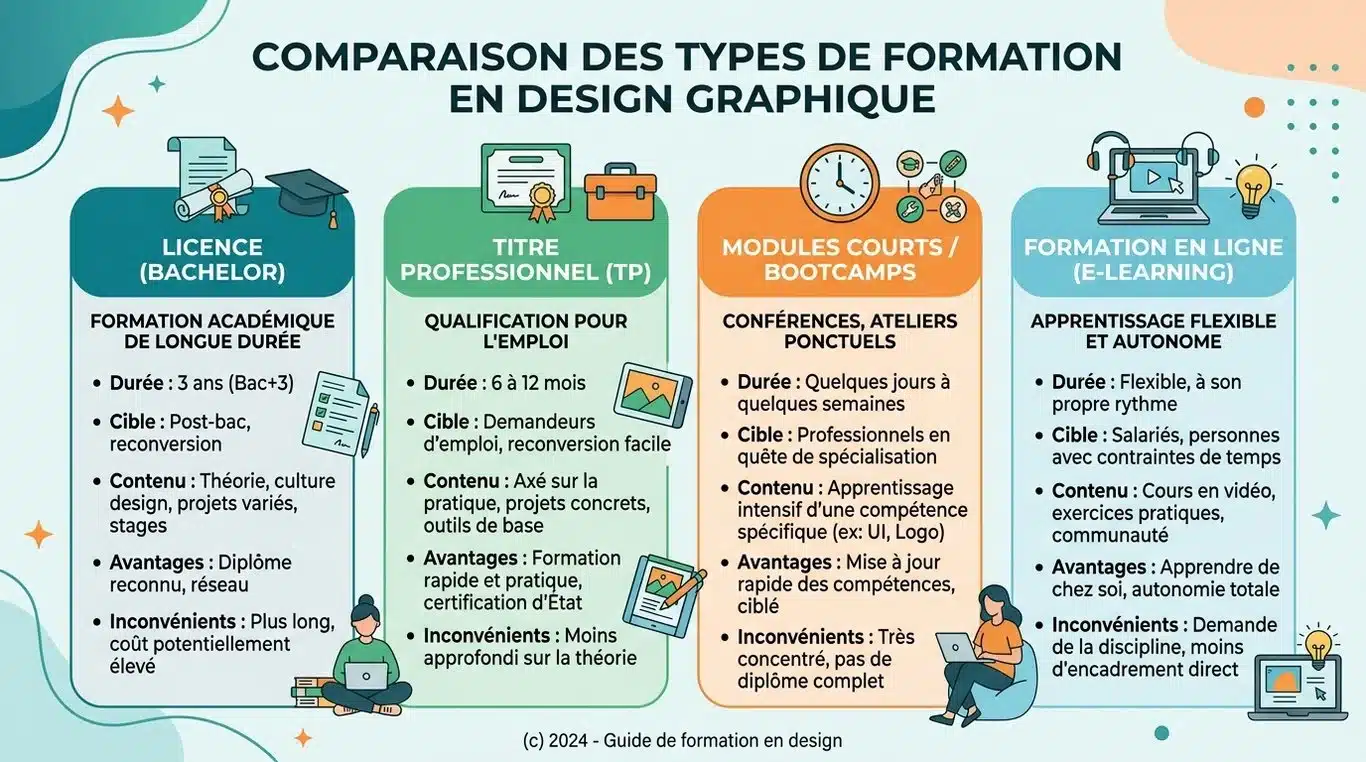 Comparatif des différentes options de formation en infographie