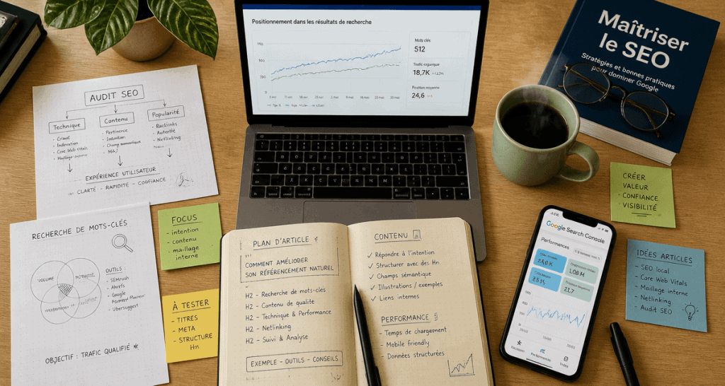 apprendre seo bureau schémas ordinateur