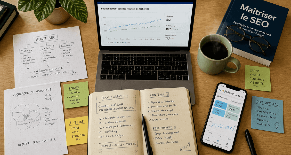 apprendre seo bureau schémas ordinateur