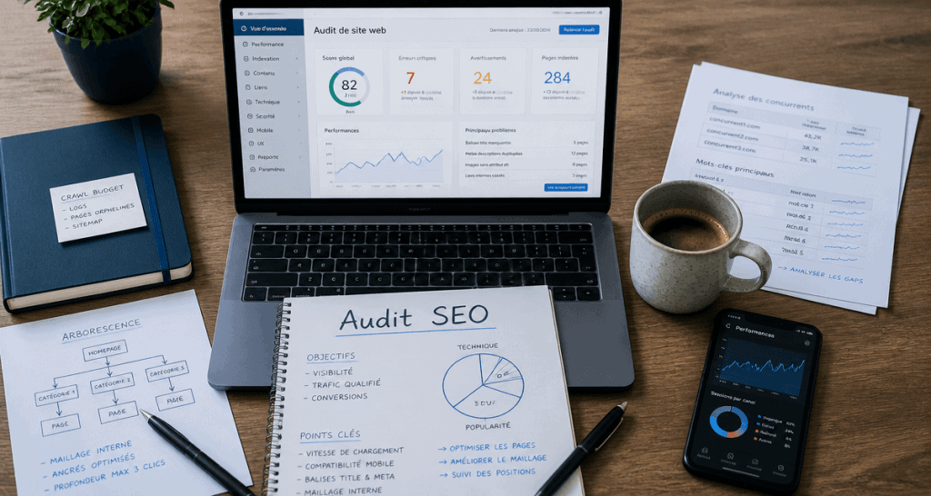 audit seo exemple sur bureau de consultant