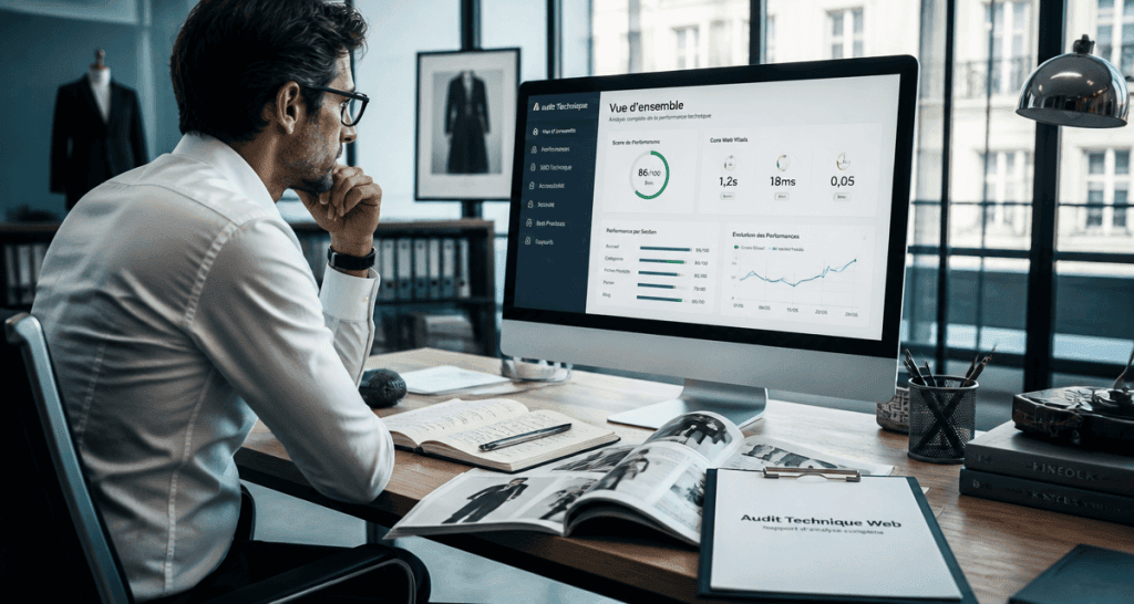 audit technique site web sur écran avec graphiques SEO