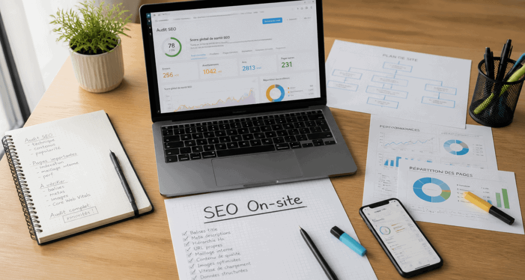 audit on site seo sur bureau moderne