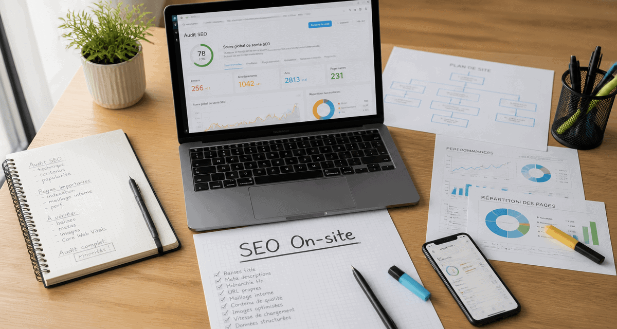 audit on site seo sur bureau moderne