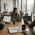 Professionnels emploi SEO en open space