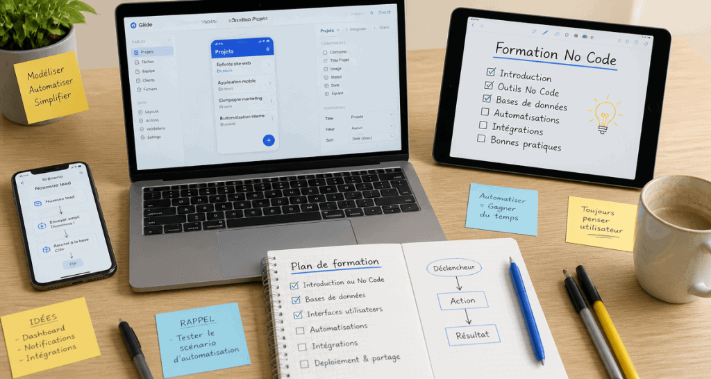 formation no code sur bureau avec outils digitaux