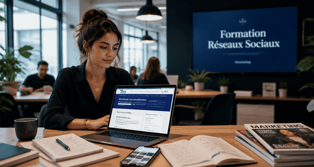 formation réseaux sociaux cpf femme ordinateur