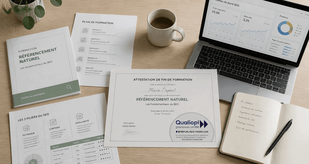 formation seo qualiopi attestation sur bureau