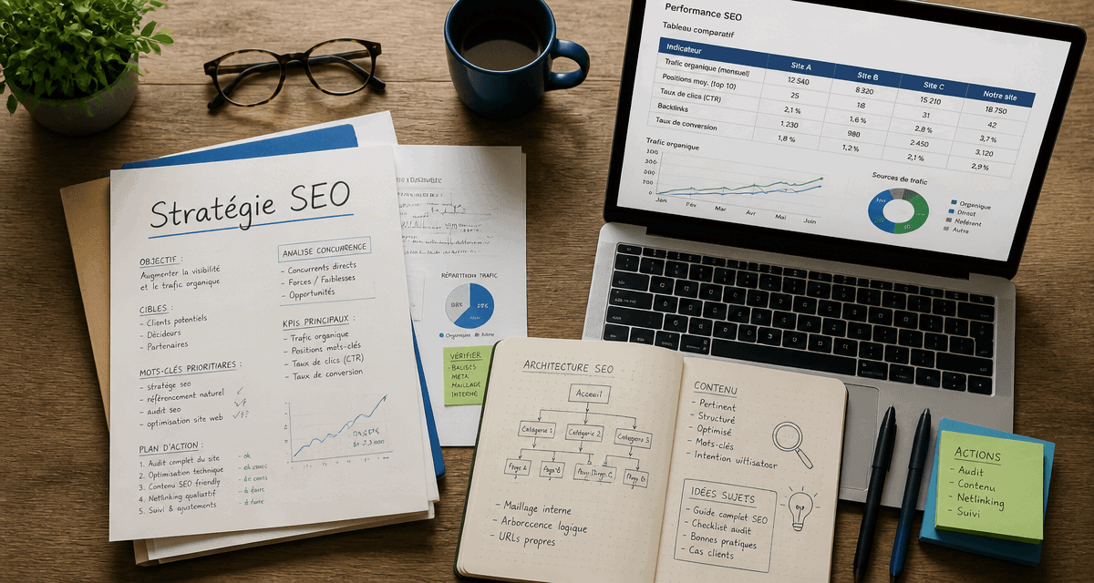 Services for SEO documents et ordinateur sur bureau