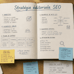 stratégie éditoriale pour le seo carnet et bureau