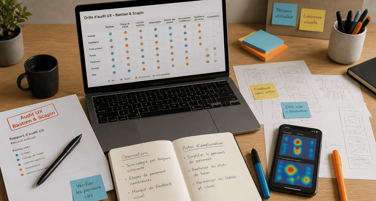 user experience audit Bastien Scapin sur bureau