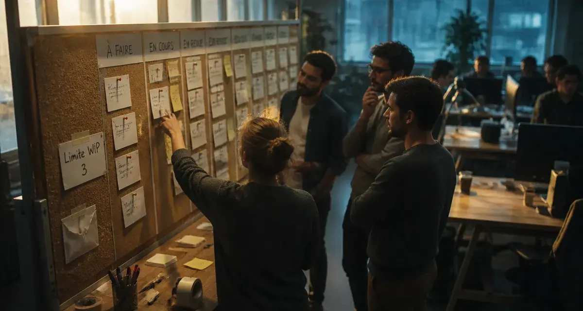 Agile Kanban avec limite WIP sur tableau Kanban en équipe