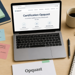 bureau avec outils de révision certification opquast