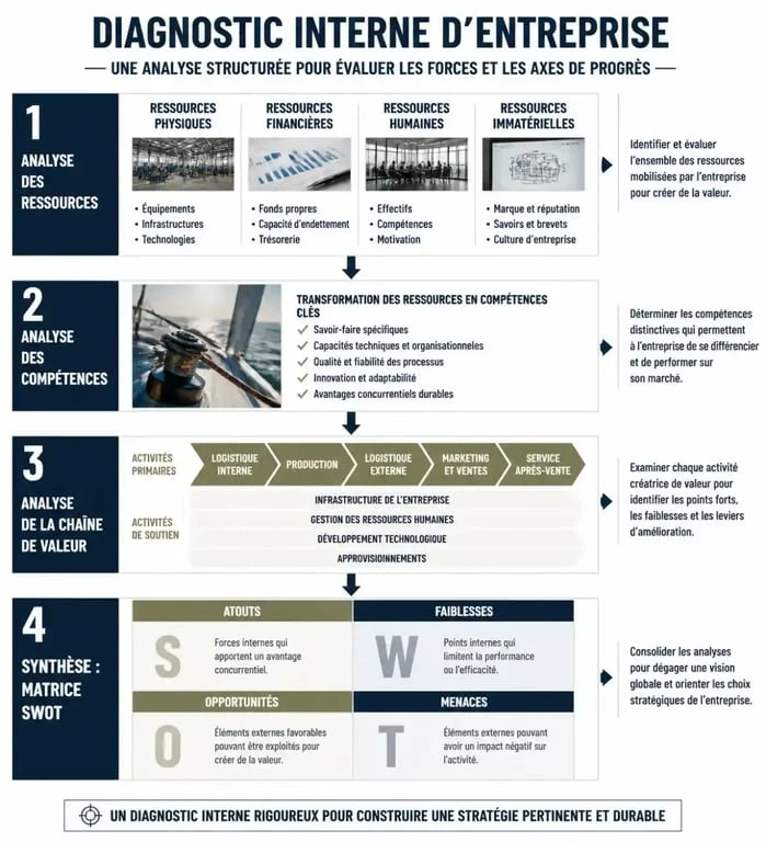 Schéma méthodologique du diagnostic interne d'entreprise pour l'analyse stratégique