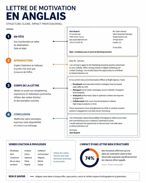 Structure idéale d'une lettre de motivation en anglais ou cover letter