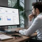 Consultant freelance SEO travaillant devant écran