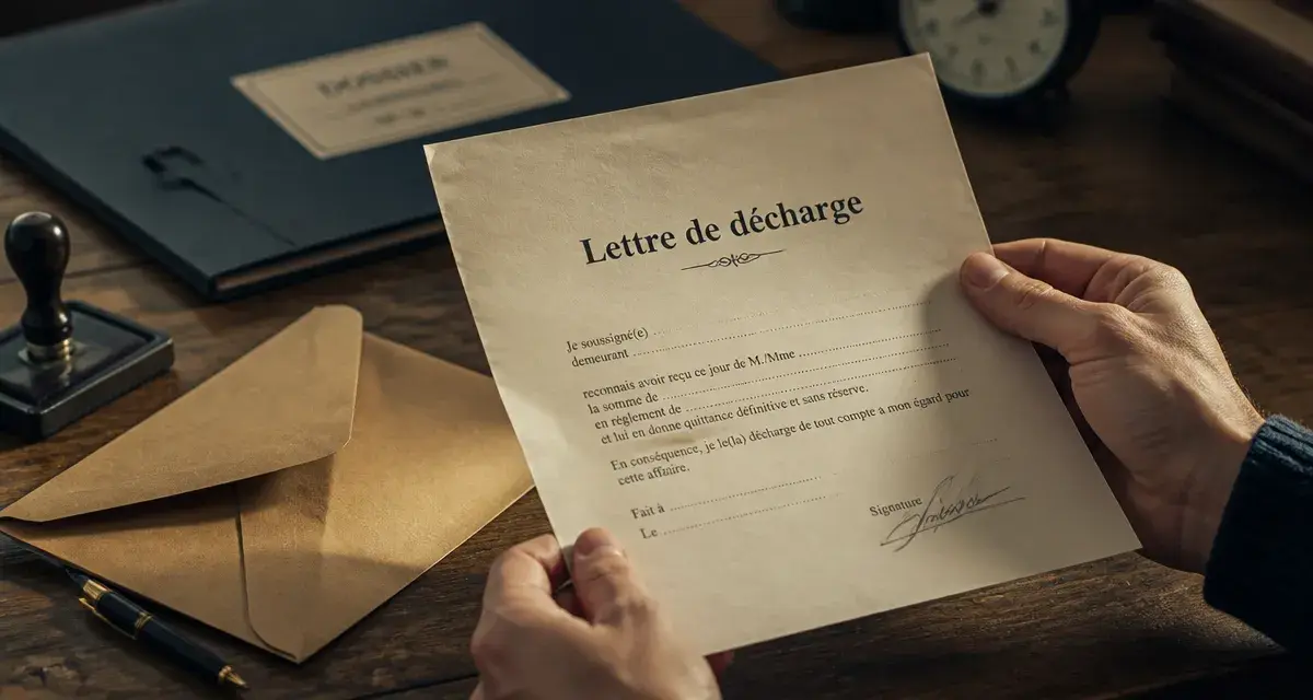 Lettre de décharge type : mains tenant une lettre de décharge