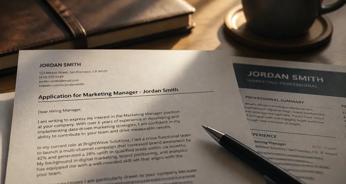 Lettre de motivation exemple anglais pour candidature marketing sur bureau