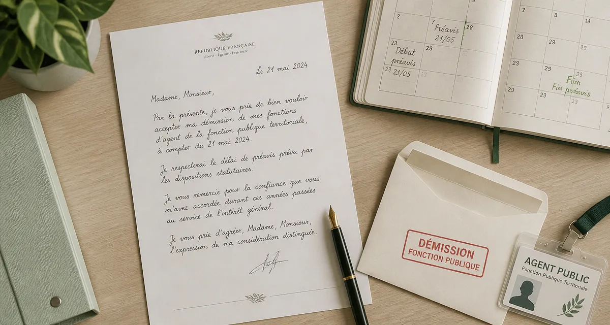 Lettre de démission fonction public sur bureau
