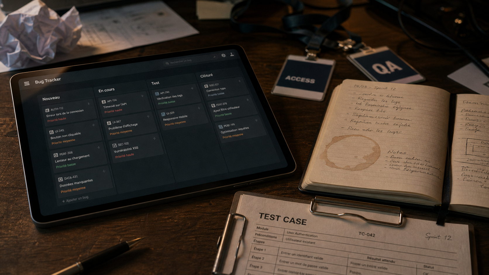 Bug tracker : tickets et priorités, interface de suivi des bugs