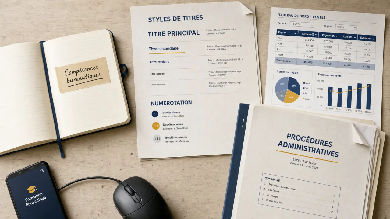Compétence bureautique : Excel, collaboration et certification sur un bureau