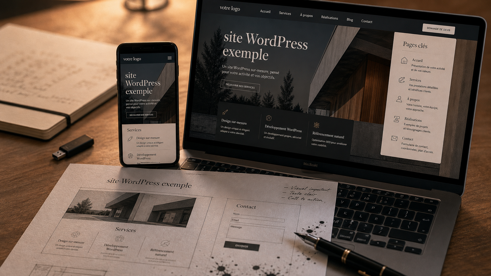 Site wordpress exemple vitrine e-commerce et blog WordPress