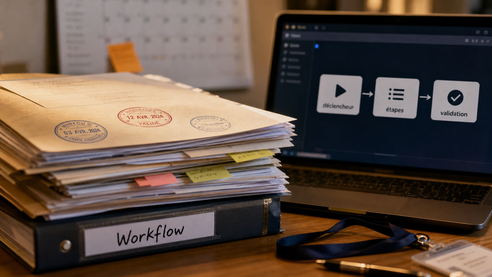 Workflow exemple pour validations, achats et projets sur bureau