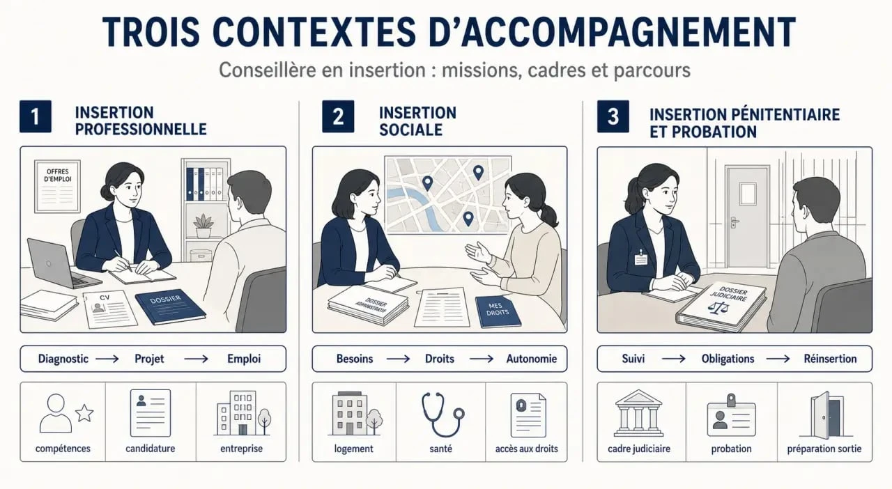 Conseillere en insertion : comparaison des missions selon les trois cadres d’exercice