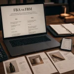 Ouvrir une boutique Amazon : comparaison FBA vs FBM et marges sur ordinateur