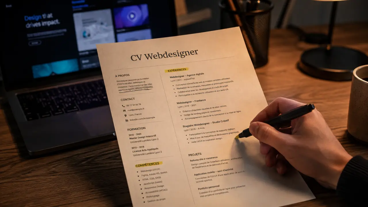 cv webdesigner avec portfolio ATS lisible sur papier et écran