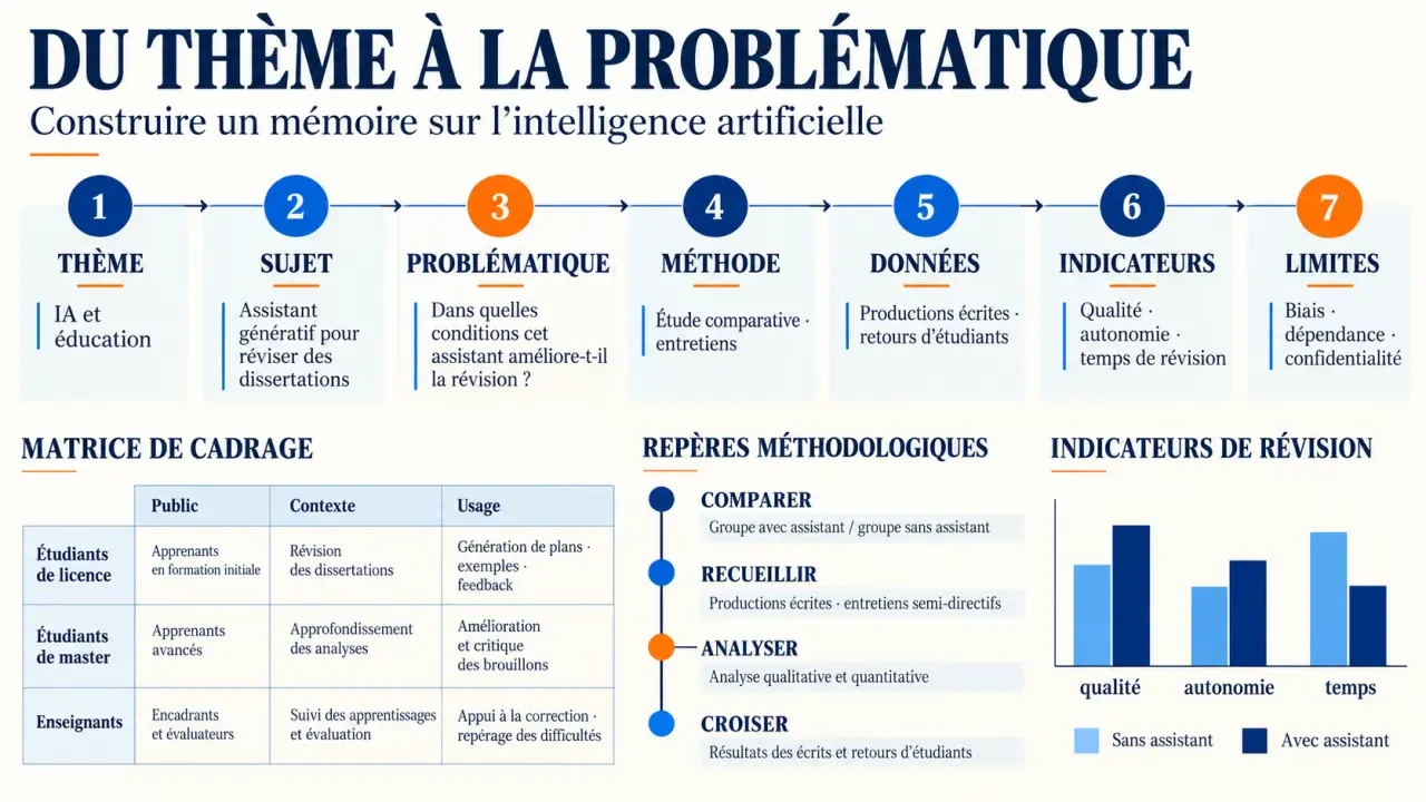 Schéma pour choisir un sujet de mémoire sur l intelligence artificielle, du thème à la problématique